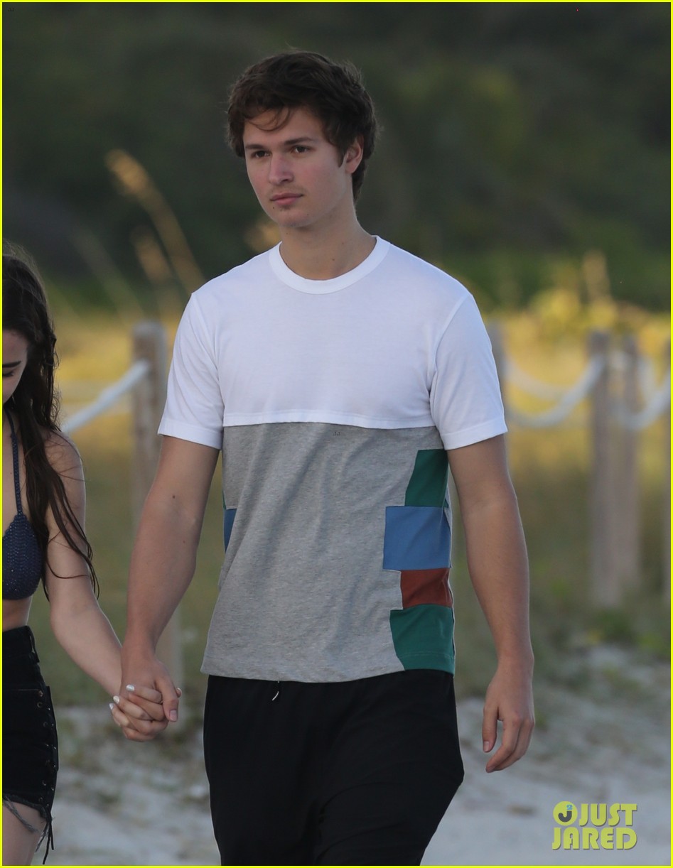 ansel elgort goes shirtless for a workout at the beach 27