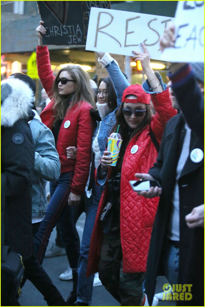 bella gigi hadid join protestors in new york city 04