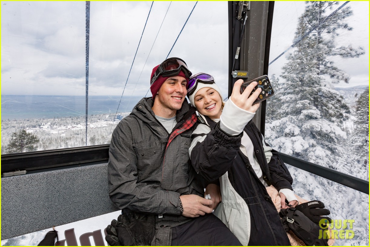 olivia holt boyfriend ray kearin kiss cuddle on their ski trip 01