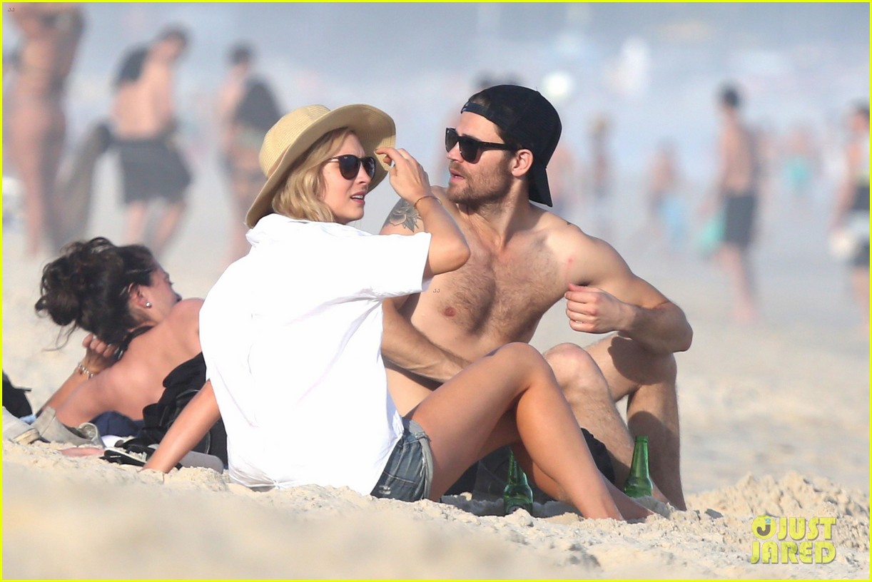 paul wesley candice king hit the beach in rio 01