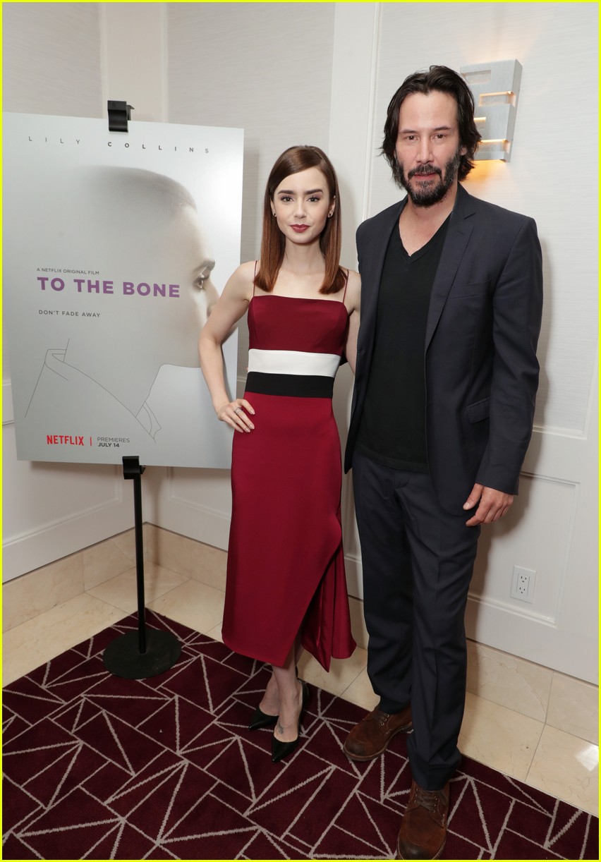lily collins and keanu reeves attend to the bone la screening 01