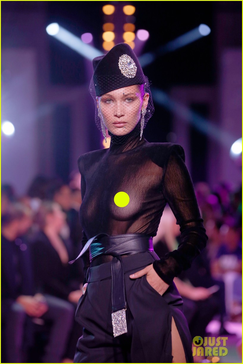 bella hadid wears completely see through top for alexandre vauthier fashion show 04