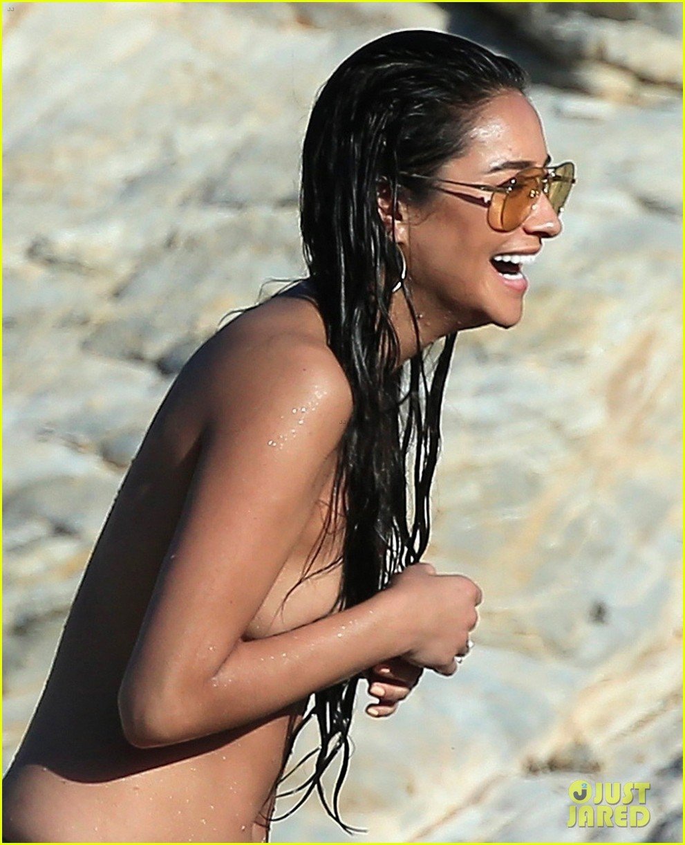 shay mitchell goes topless at the beach in greece 07