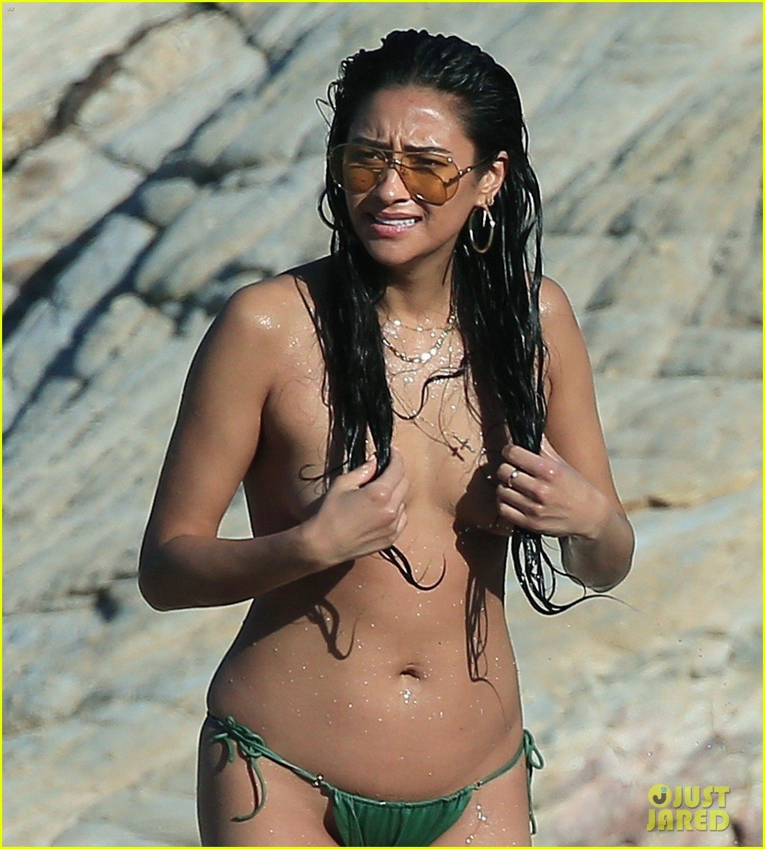 shay mitchell goes topless at the beach in greece 13