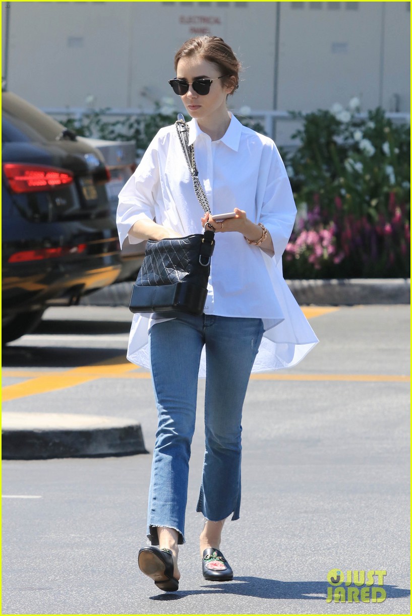 lily collins adds a pretty touch to her casual ensemble2 09
