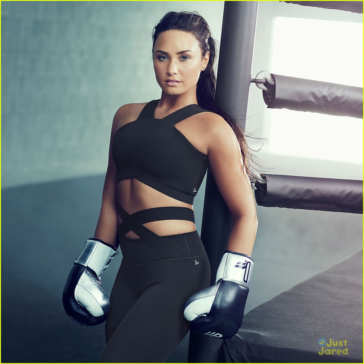 Demi Lovato Shoots Fabletics Commercial in Purple Workout Gear and Black  Sneakers