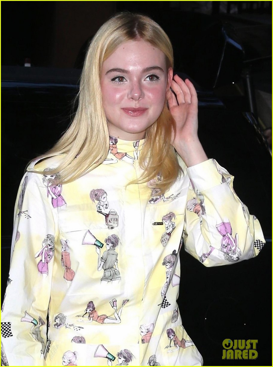 elle fanning sports pajama inspired outfit while promoting leap 04