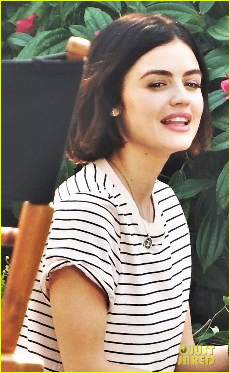 lucy hale rides a vespa and does some gardening on life sentence set 08