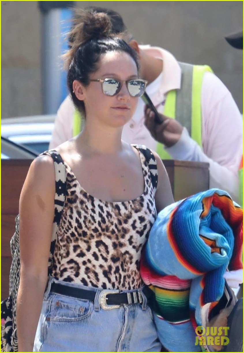 ashley tisdale hits the beach in leopard print bathing suit 02