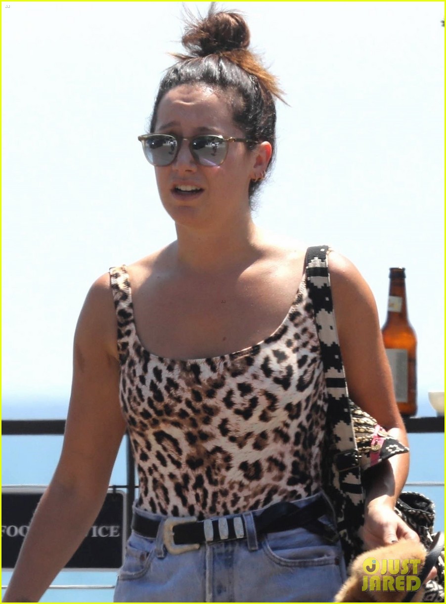ashley tisdale hits the beach in leopard print bathing suit 06