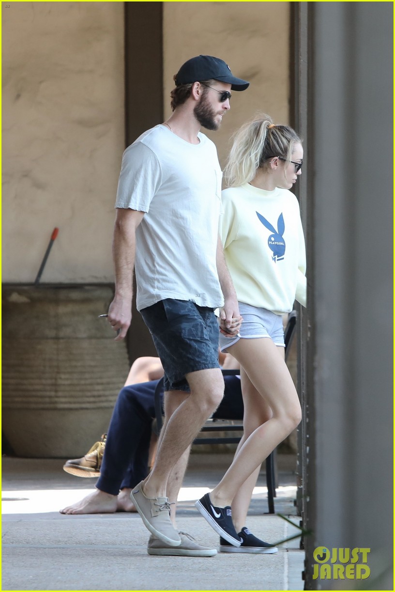 miley cyrus liam hemsworth hold hands for saturday morning date 03