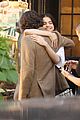 selena gomez and timothee chalamet share a hug on woody allen film set 07