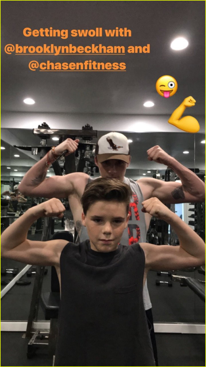 brooklyn beckham flaunts his muscles while working out with younger brother cruz 03