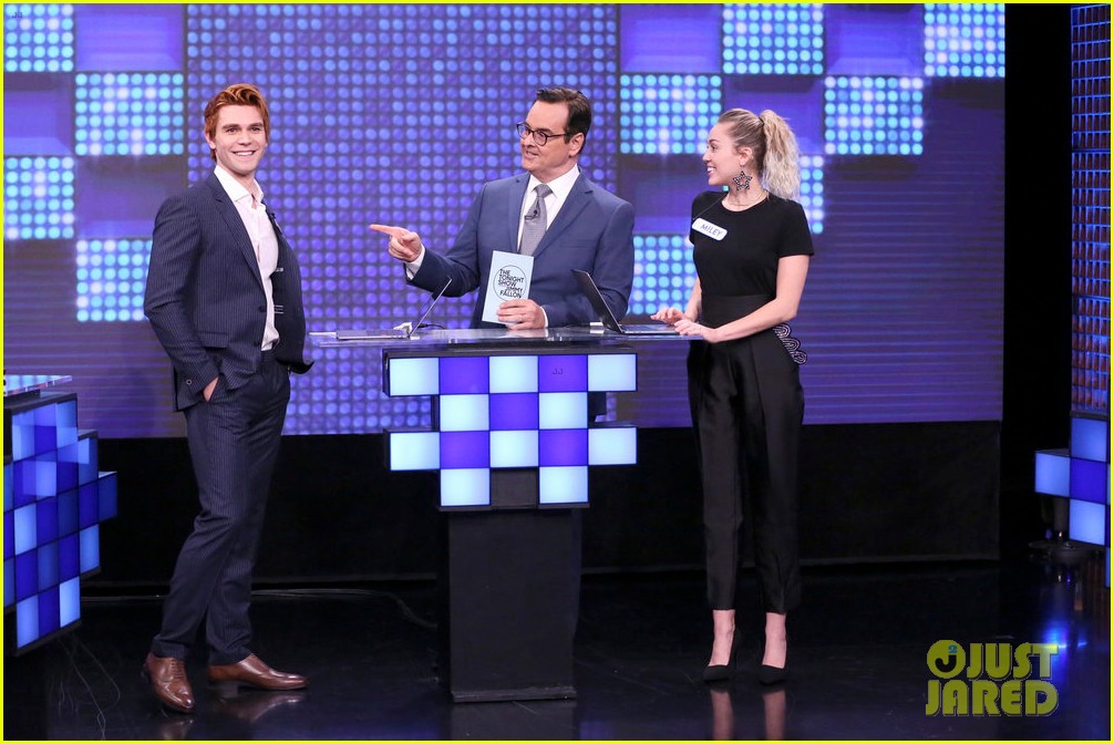 riverdale cast miley cyrus family face off in hilarious tonight show game show 07