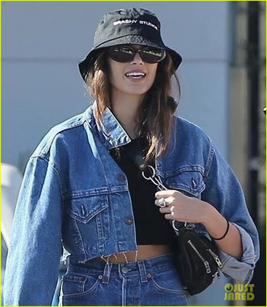 kaia gerber rocks double denim while out and about in malibu 03