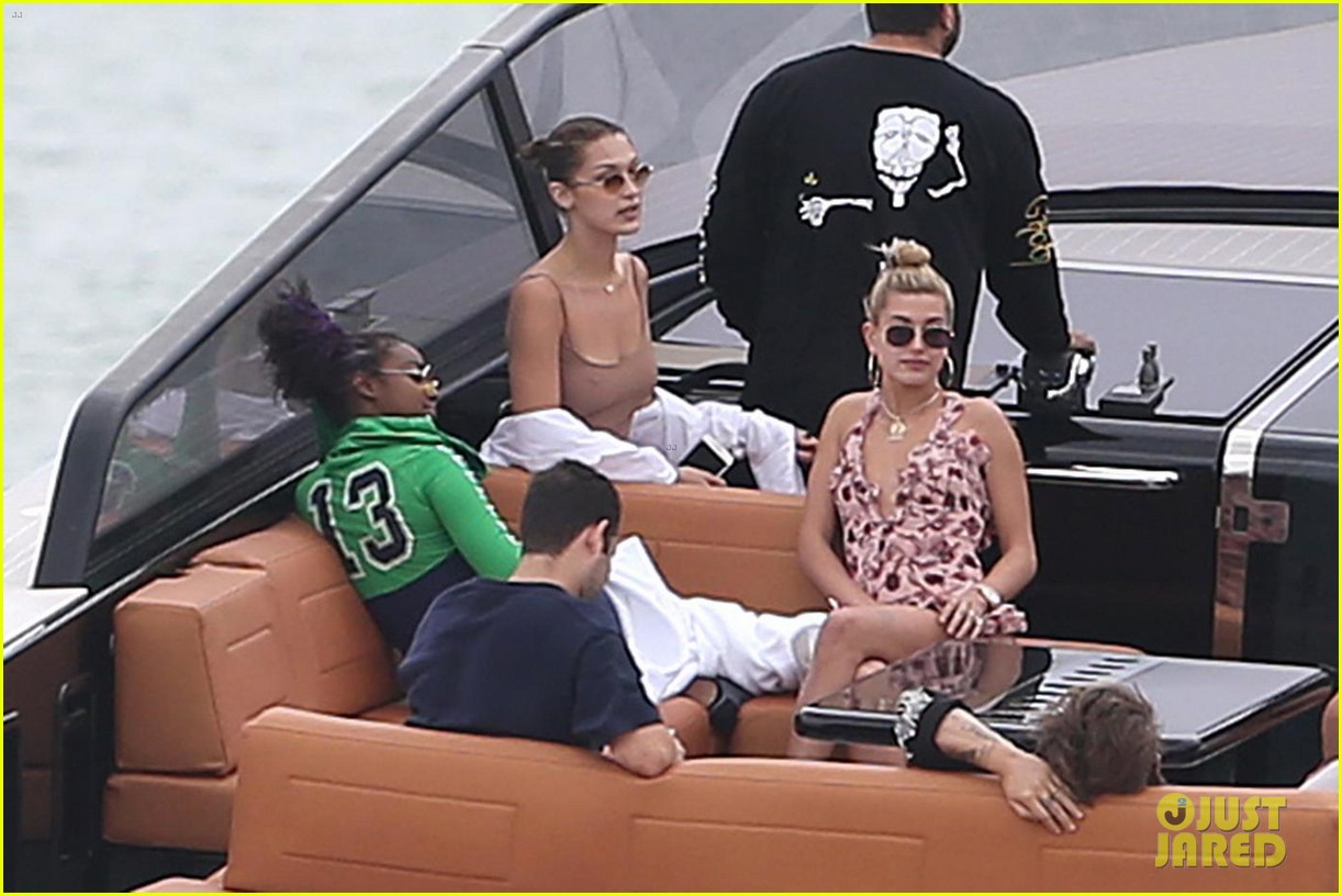 bella hadid and hailey baldwin live it up on miami boat ride 14
