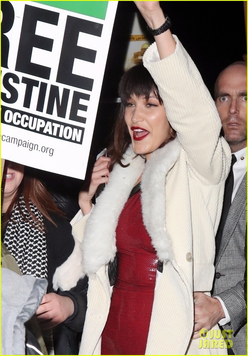 bella hadid attends an event in london before joining free palestine protest 02