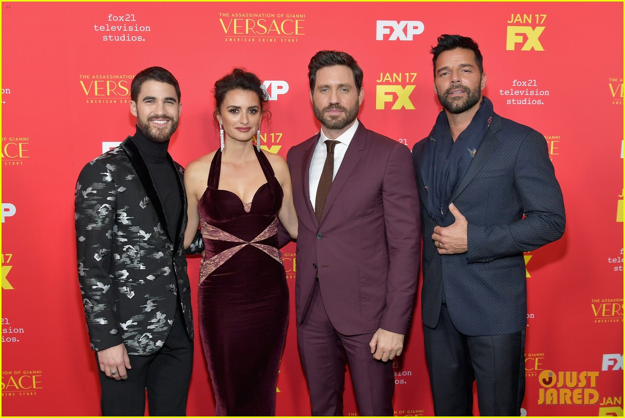 darren criss gets support from mia swier and lea michele at versace premiere 11