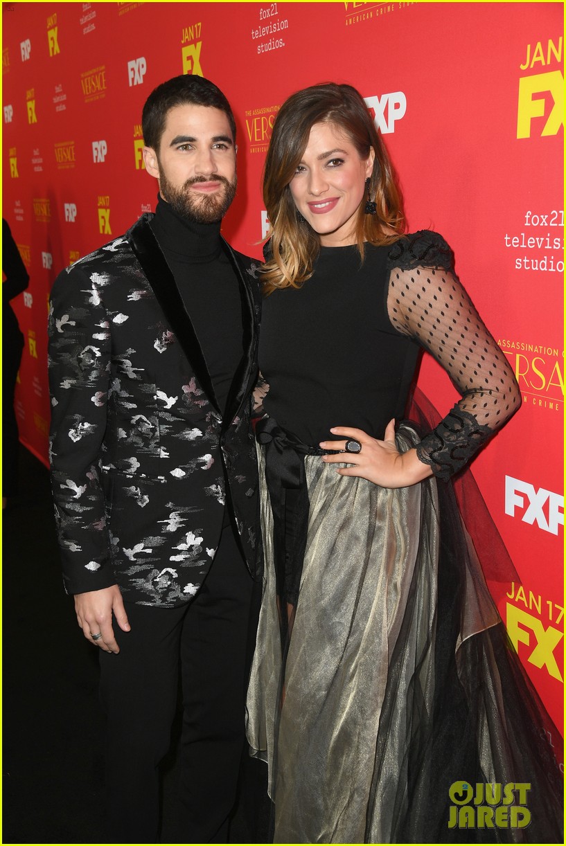 darren criss gets support from mia swier and lea michele at versace premiere 15