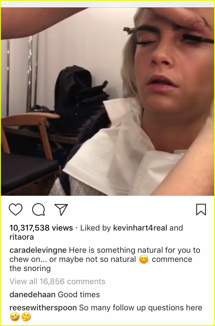 cara delevingne sleeps and snores while getting her makeup done 01