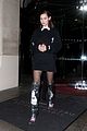 bella hadid sports little black dress and floral boots for night out in paris2 01
