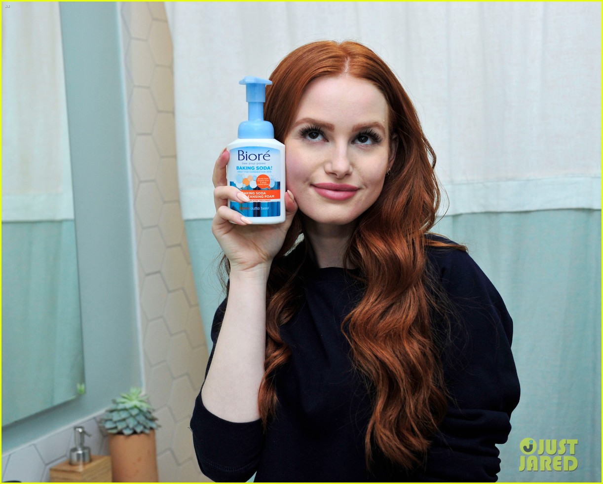 madelaine petsch gets soapy while filming new biore commercial 06