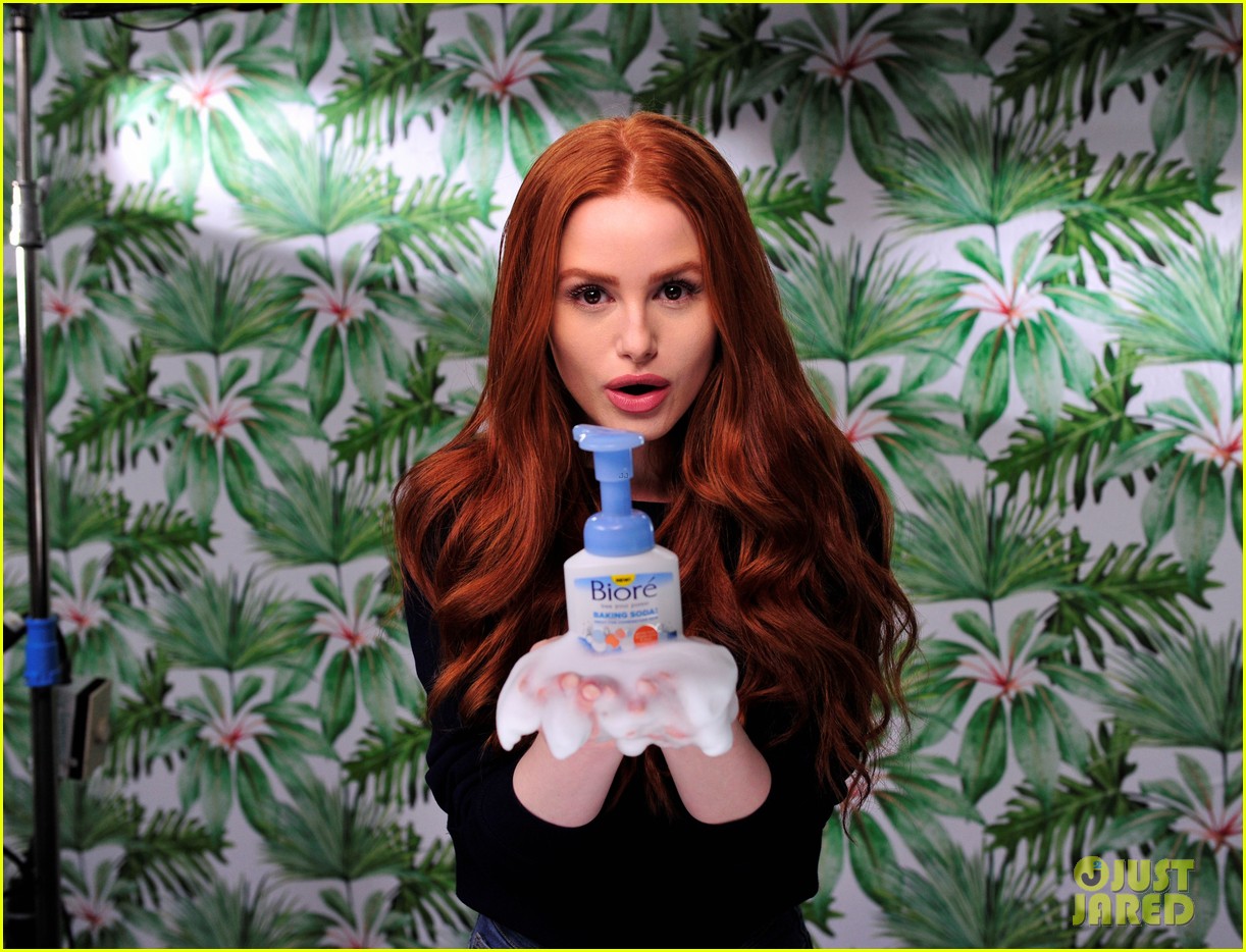 madelaine petsch gets soapy while filming new biore commercial 08