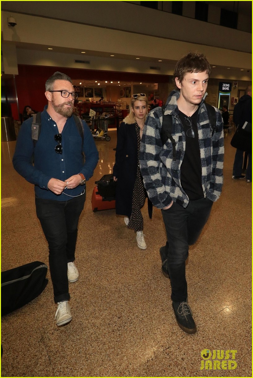 emma roberts and evan peters touch down in salt lake city ahead of sundance 12