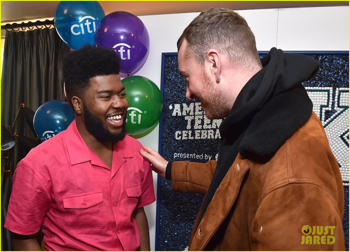 sam smith and khalid share a hug at american teen event2 14