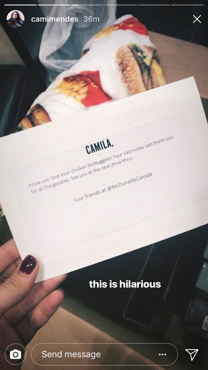 camila mendes mcdonalds swag gift 02