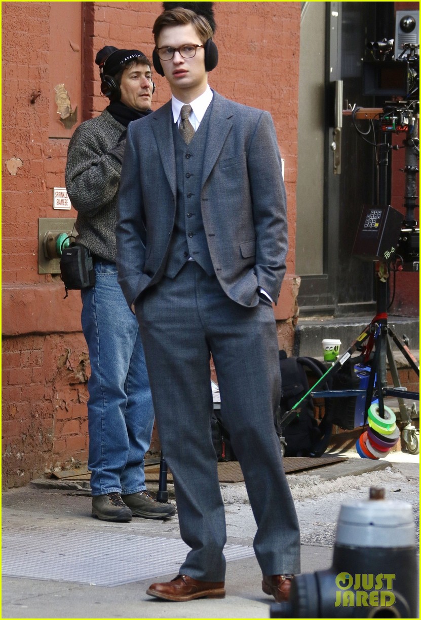 ansel elgort suits up on set of the goldfinch in nyc 03