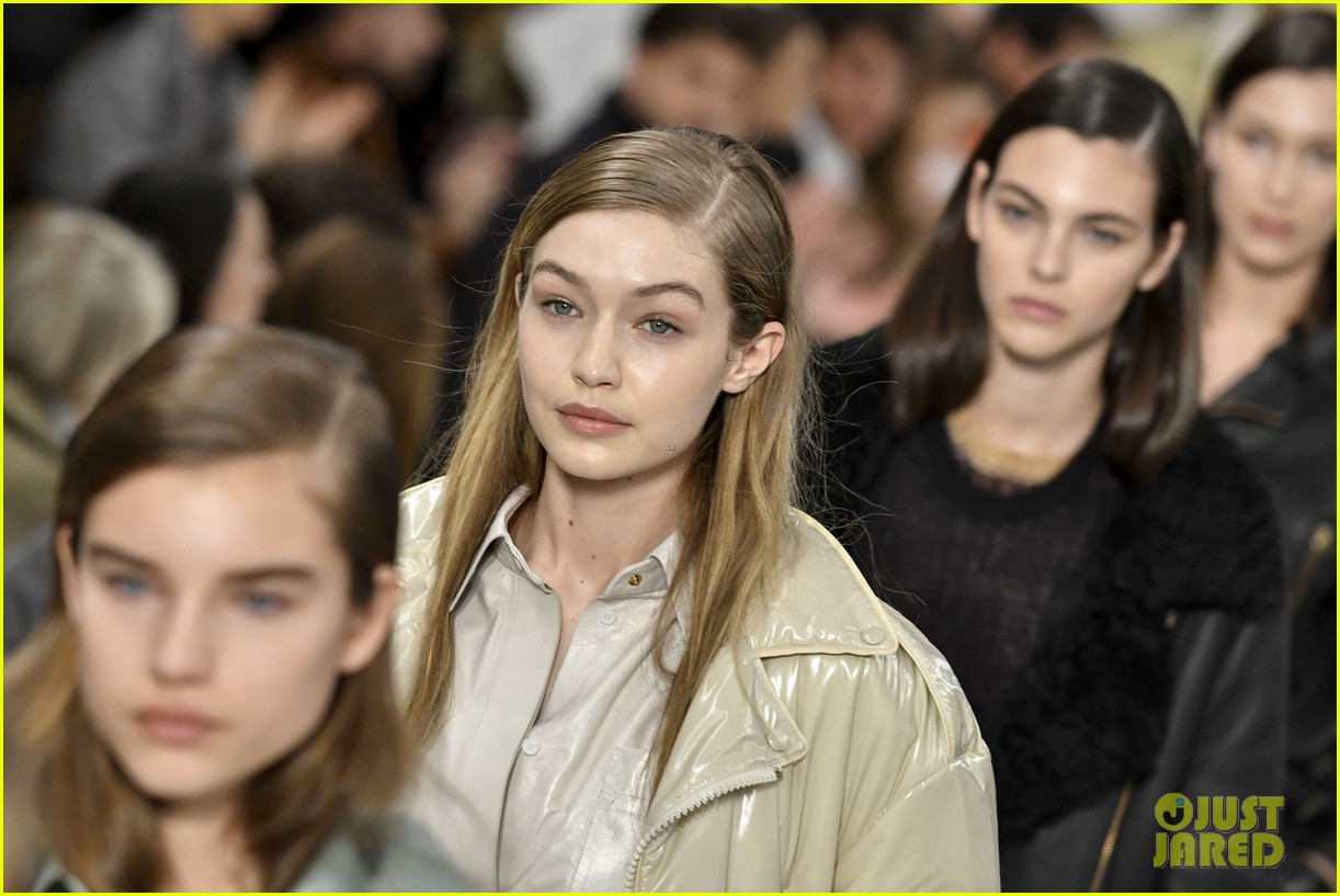 gigi and bella hadid rock leather in tods milan fashion week show 33