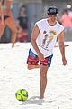 joe jonas plays soccer on the beach in sydney 09