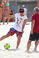 joe jonas plays soccer on the beach in sydney 11