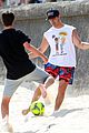 joe jonas plays soccer on the beach in sydney 17