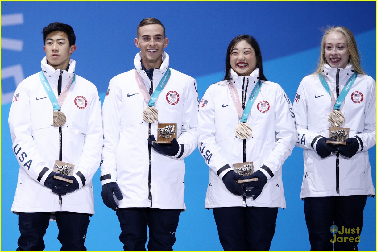 Team USA Figure Skaters Celebrate Winning The Bronze Medal at Olympics