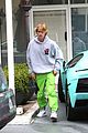 justin bieber wears bright green pants for poke bowl run 03