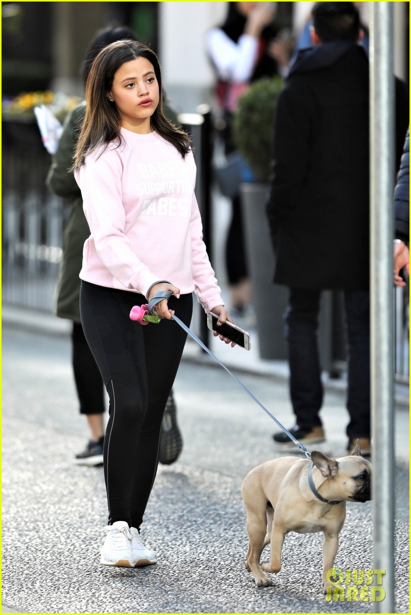 sarah jeffery walks adorable pup monty ahead of charmed filming 05