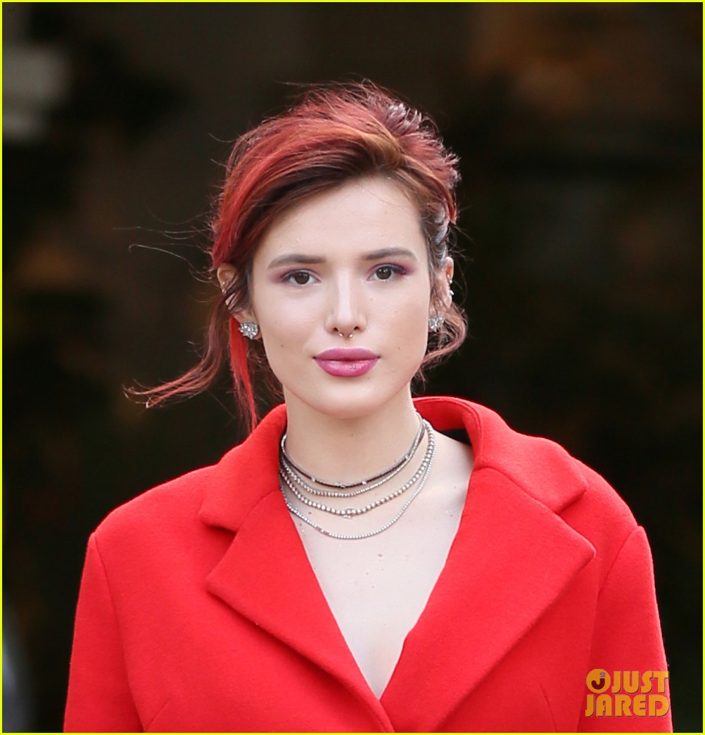 bella thorne goes red hot for a meeting in beverly hills 08