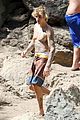 justin bieber goes shirtless loses a shoe in malibu 10