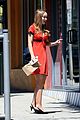lily rose depp rocks red baby doll dress while out to lunch 05