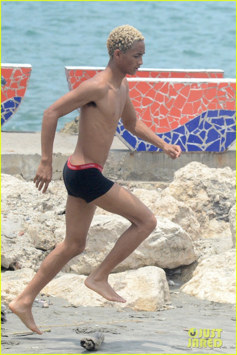 jaden smith wears his underwear while filming music video on the beach in colombia 03