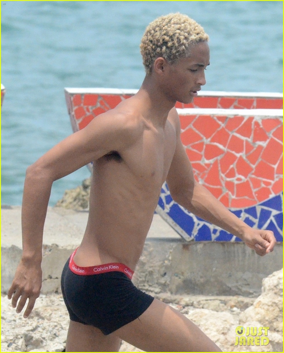 jaden smith wears his underwear while filming music video on the beach in colombia 07