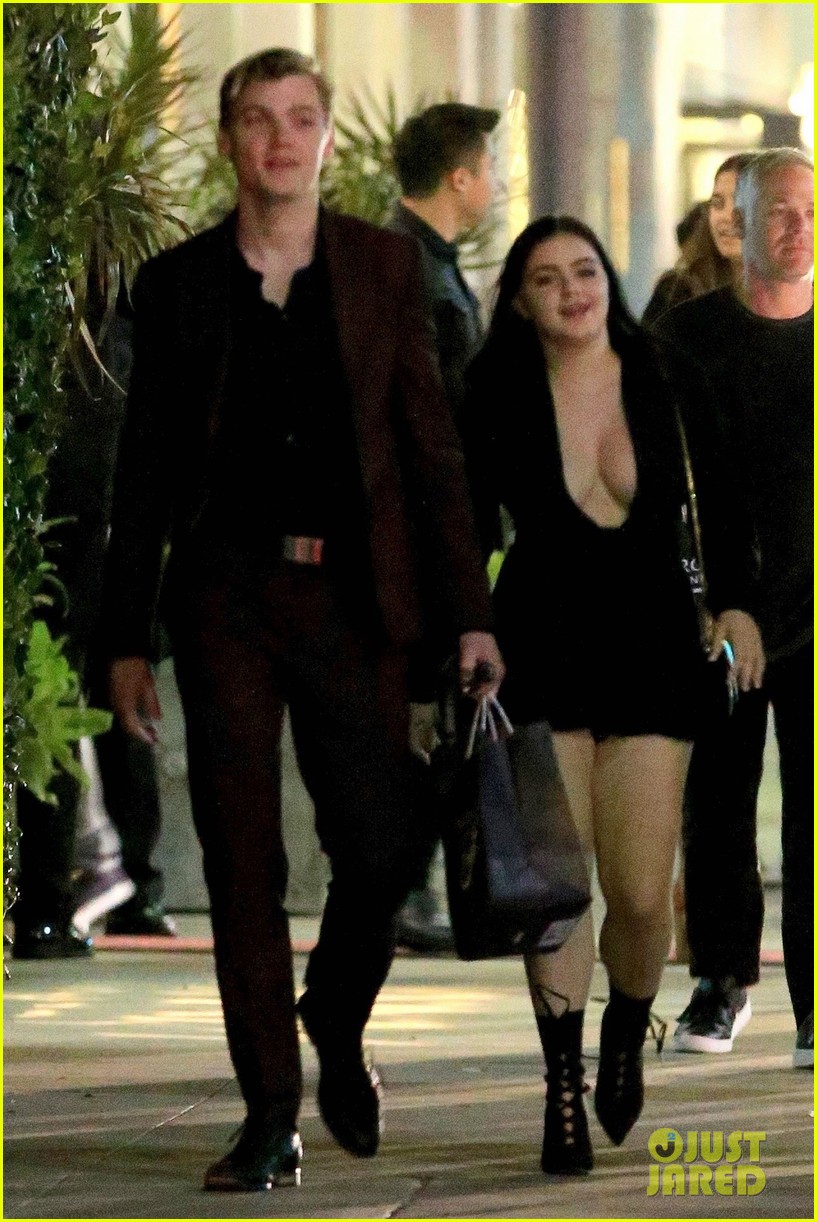 ariel winter dons plunging black romper for date night with levi meaden 05