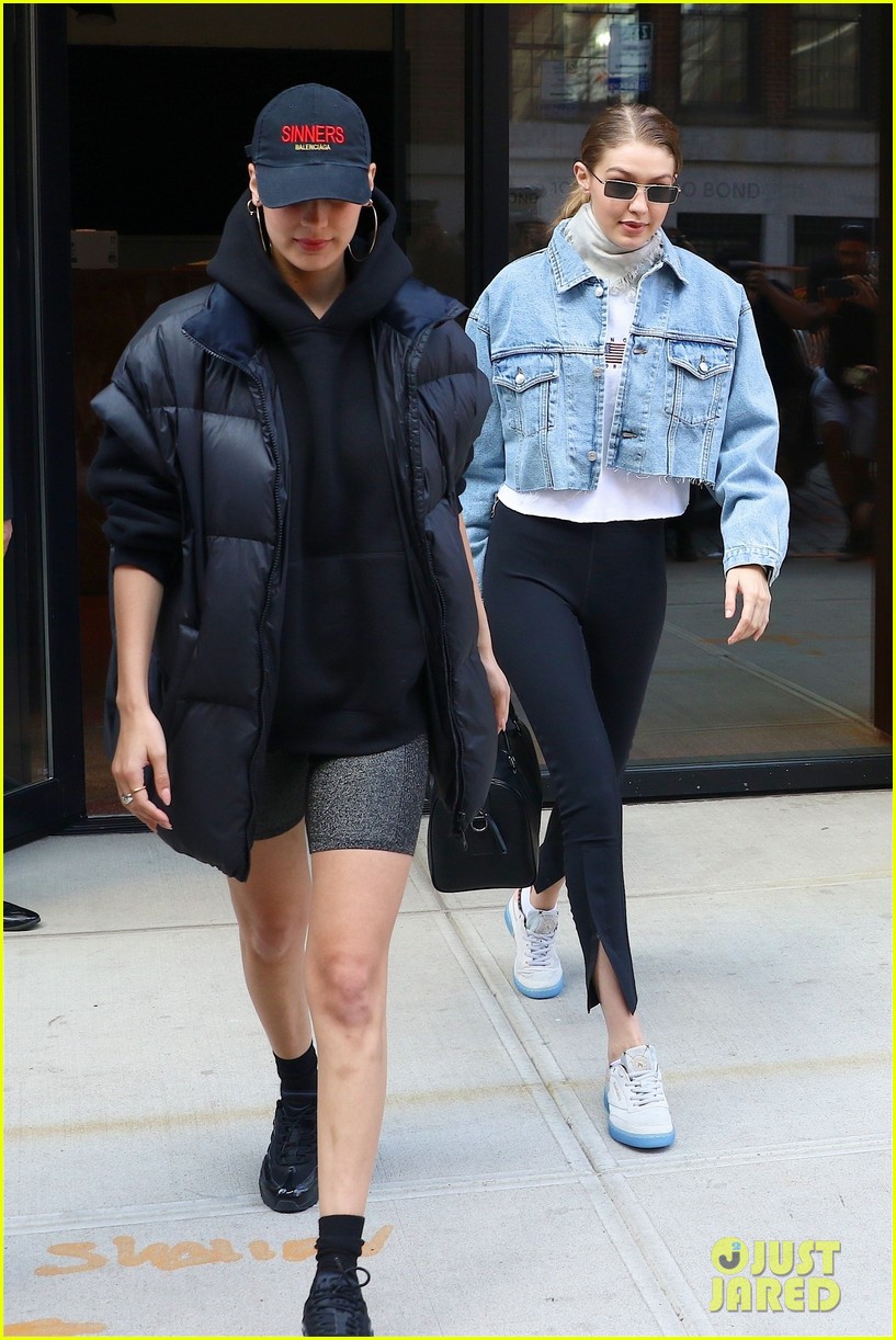 bella hadid hangs out with out with big sis gigi in nyc 01