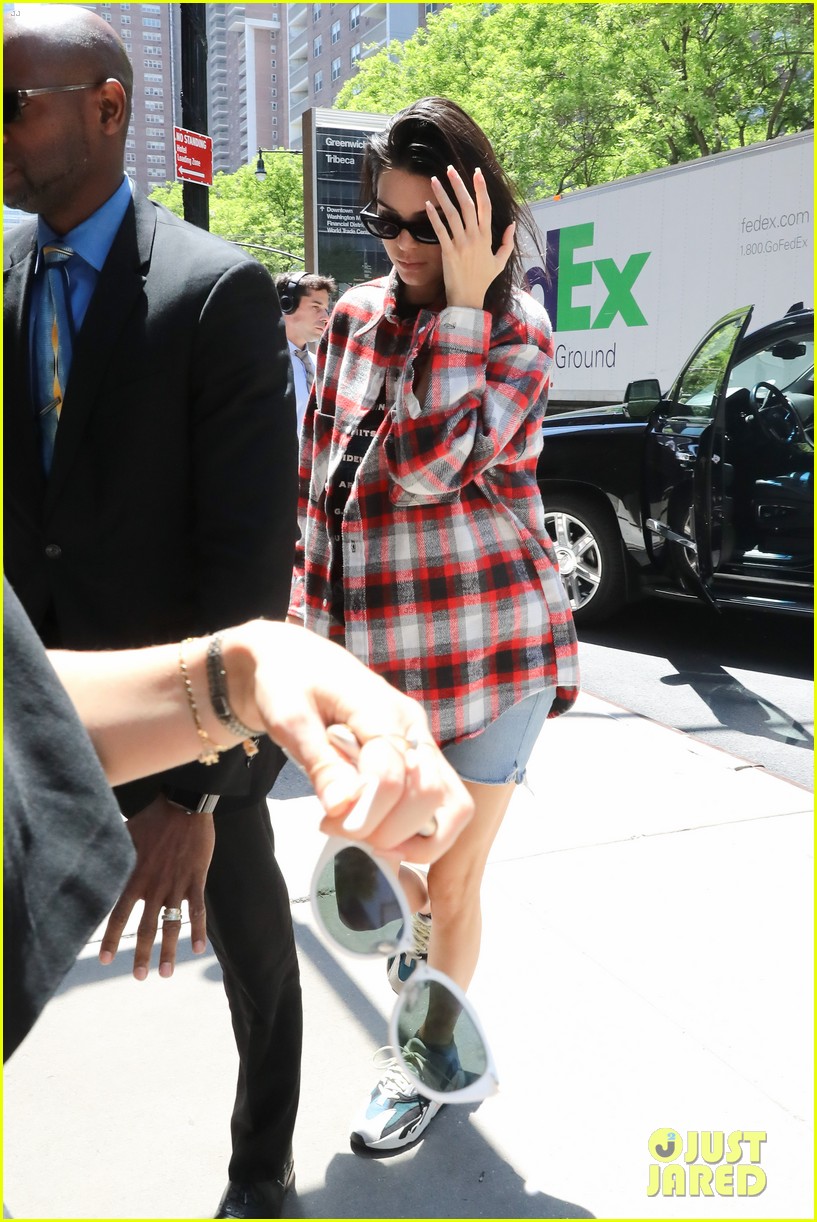 kendall jenner rocks oversized plaid shirt while out in nyc 02