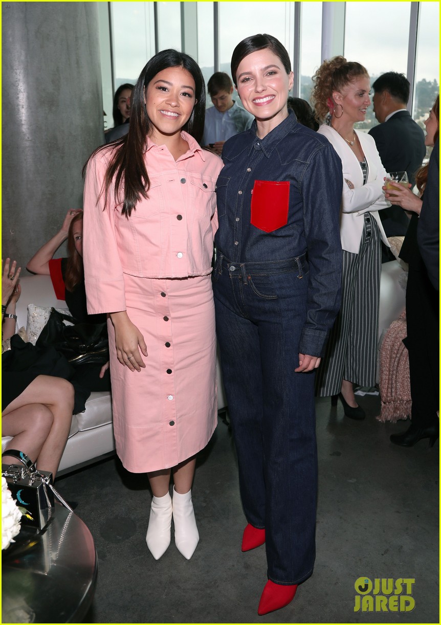 gina rodriguez and sophia bush share a hug at ciroc empowered womens brunch 01