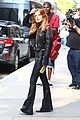 bella thorne rocks black leather look while leaving recording studio in nyc 04