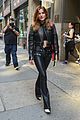 bella thorne rocks black leather look while leaving recording studio in nyc 08