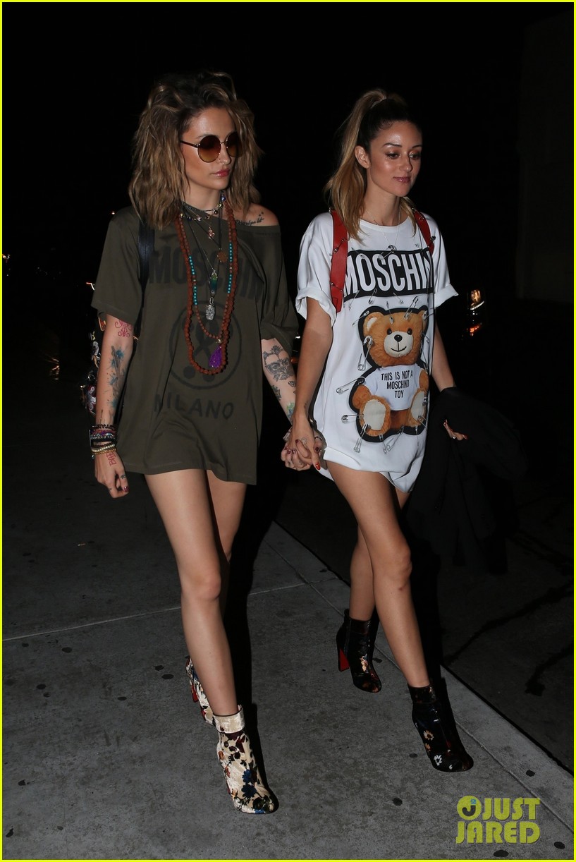 paris jackson and caroline damore walk hand in hand at moschino after party 01
